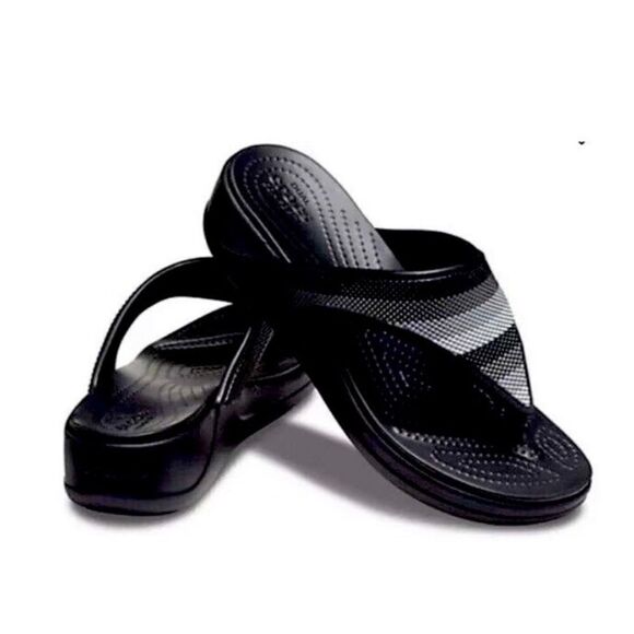 NEW Crocs Monterey Beaded Stripe Wedge Flip Sz 4 - Picture 5 of 5